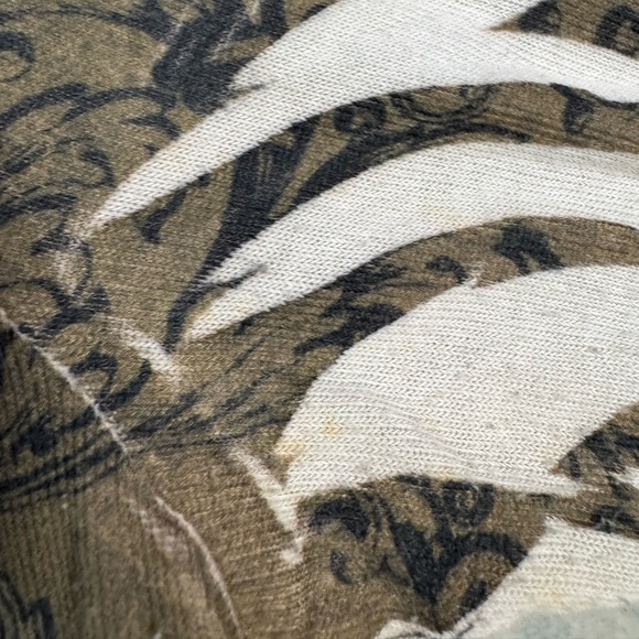 Vintage Cache Knit Baroque Print Top M Gold Black Long Sleeve Stretch - Picture 9 of 11